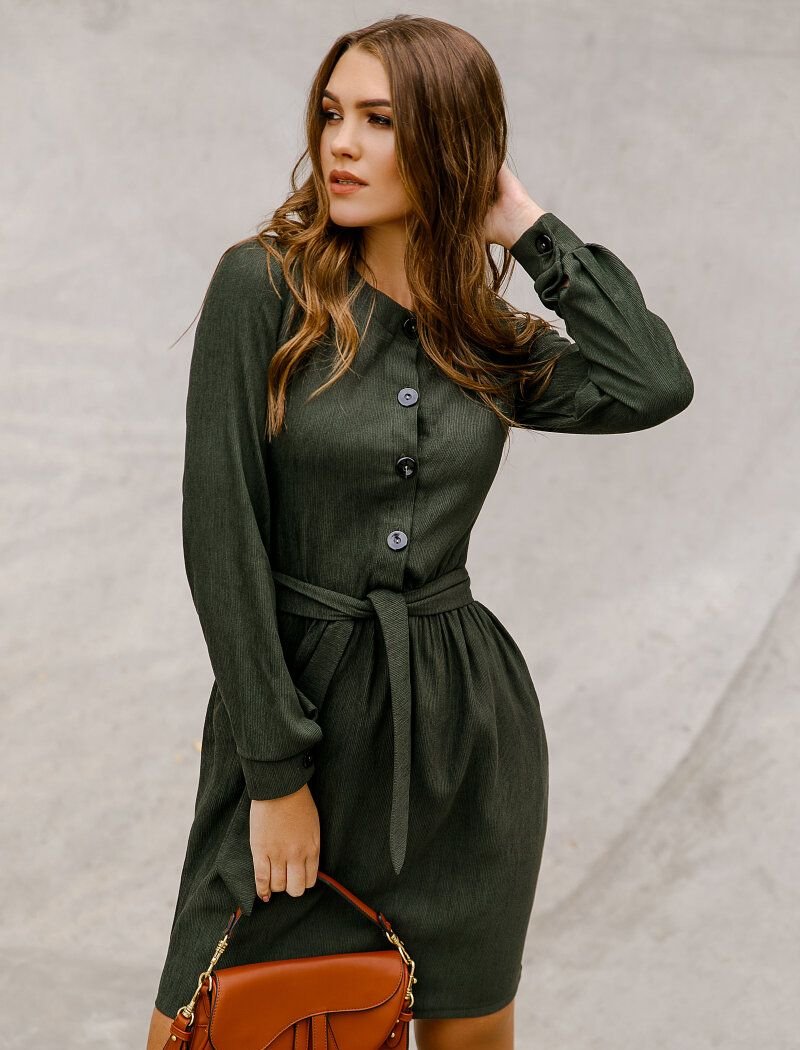 A dress of a restrained cut