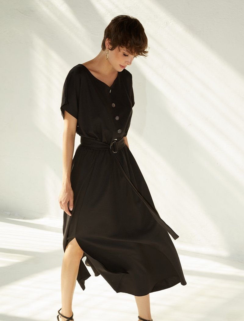 Black floor-length dress