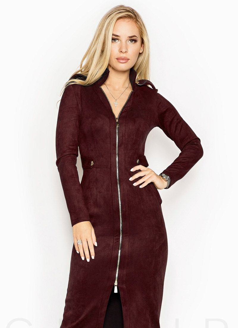 Form-fitting suede dress