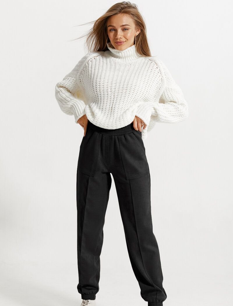 Black suede jogger trousers