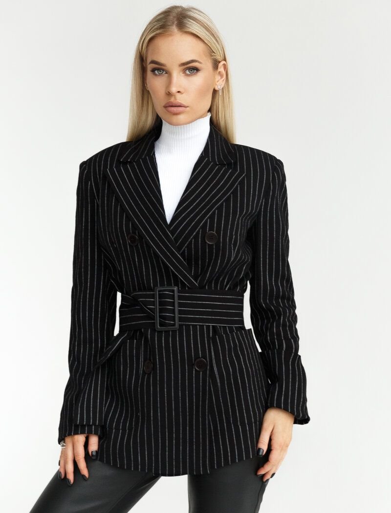Double-breasted striped jacket
