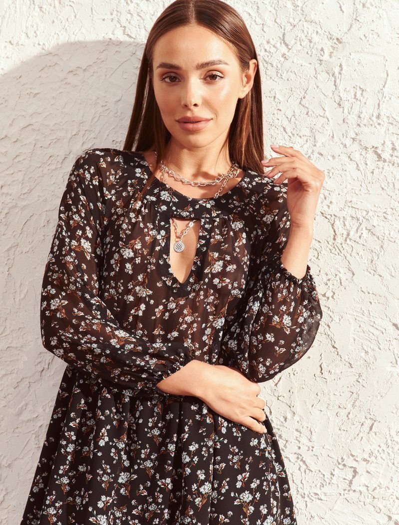 Chiffon dress with flowers