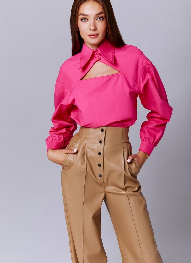 Crimson shirt with a cutout on the chest