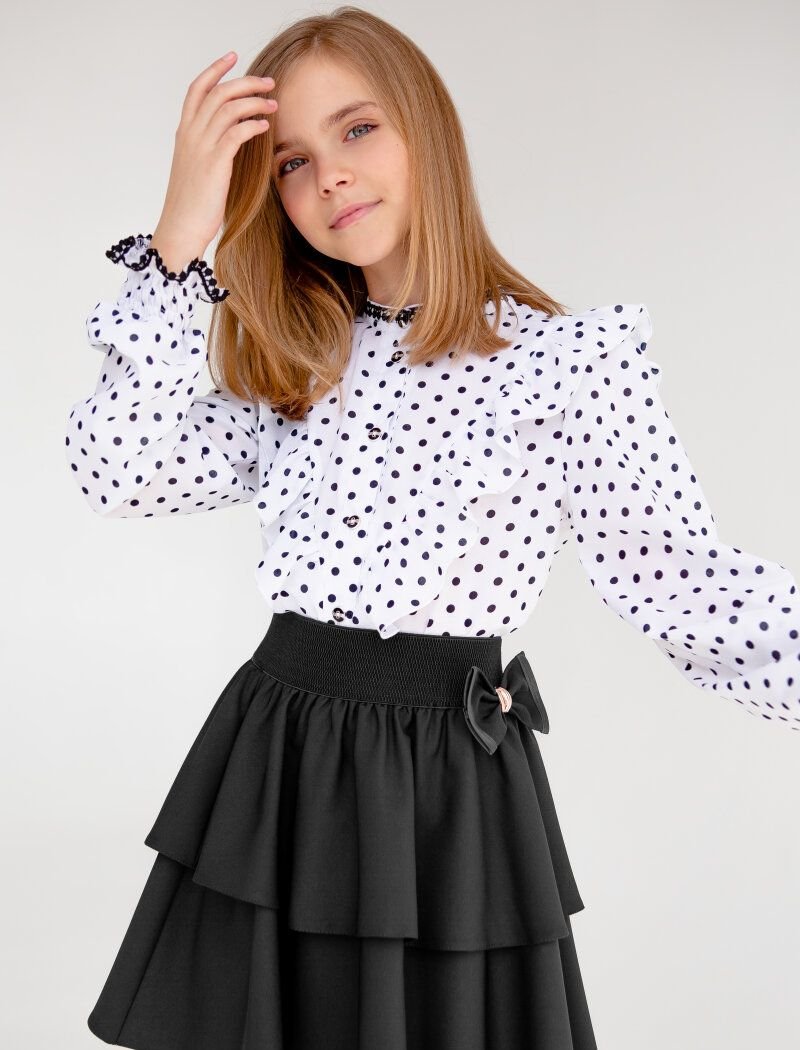 Black multi-tiered flared skirt