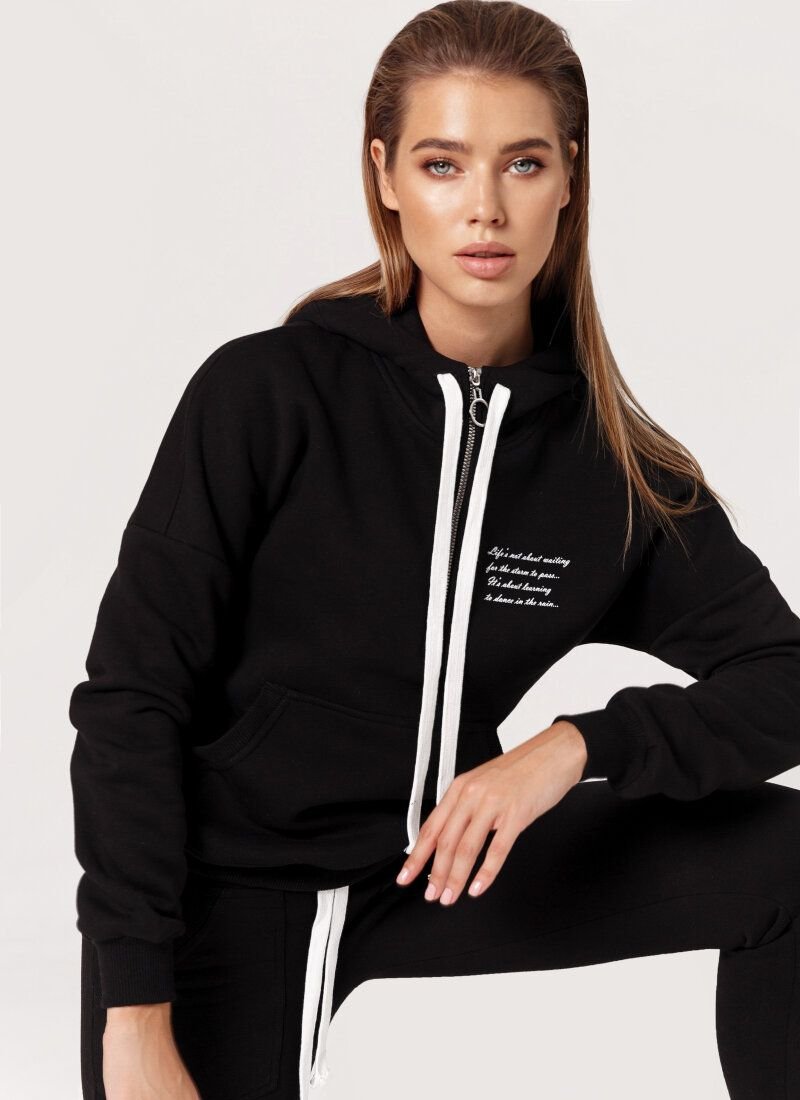 Black suit with minimalistic lettering