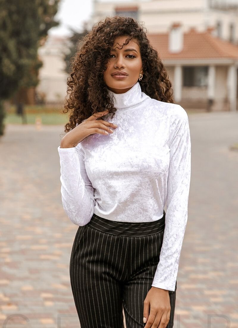 White velour turtleneck