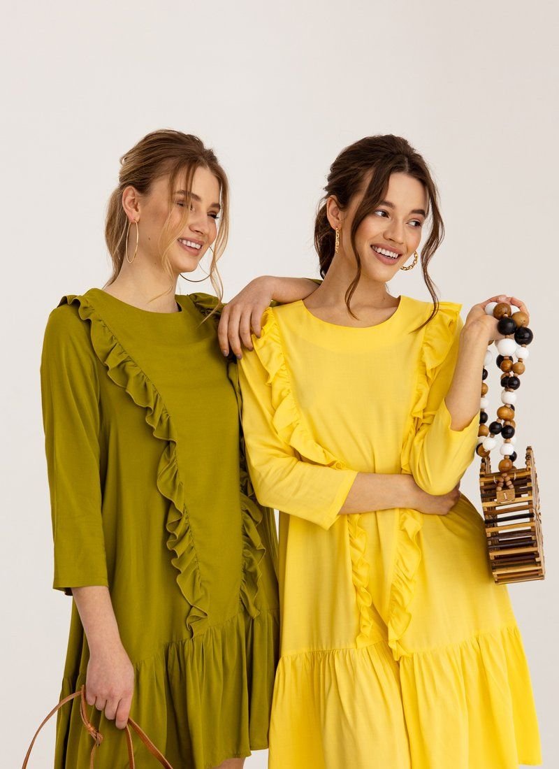 Loose Yellow Mini Dress