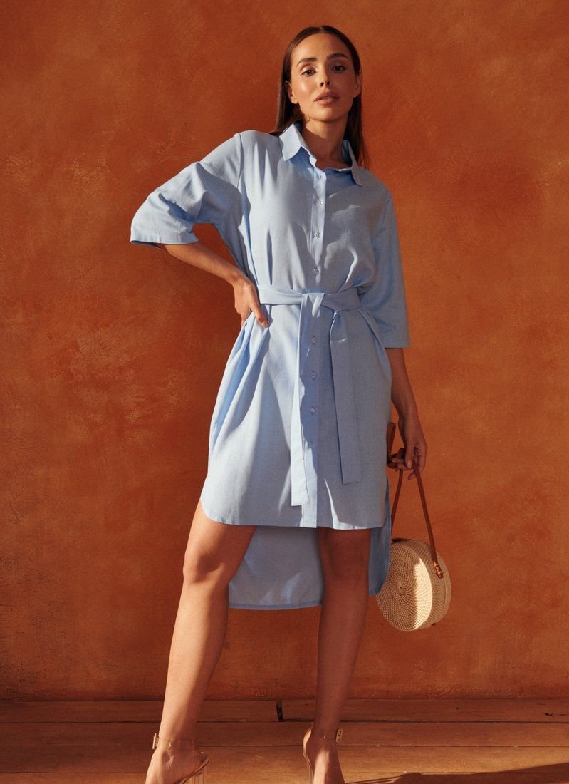 Linen Shirt Dress with Belt