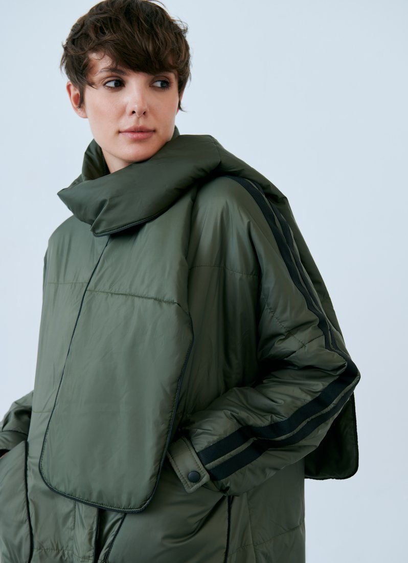 Stylish khaki jacket with scarf