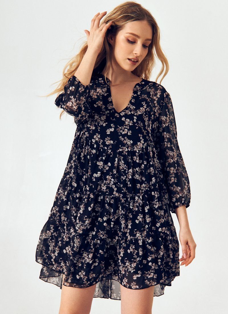 Black Loose Chiffon Dress