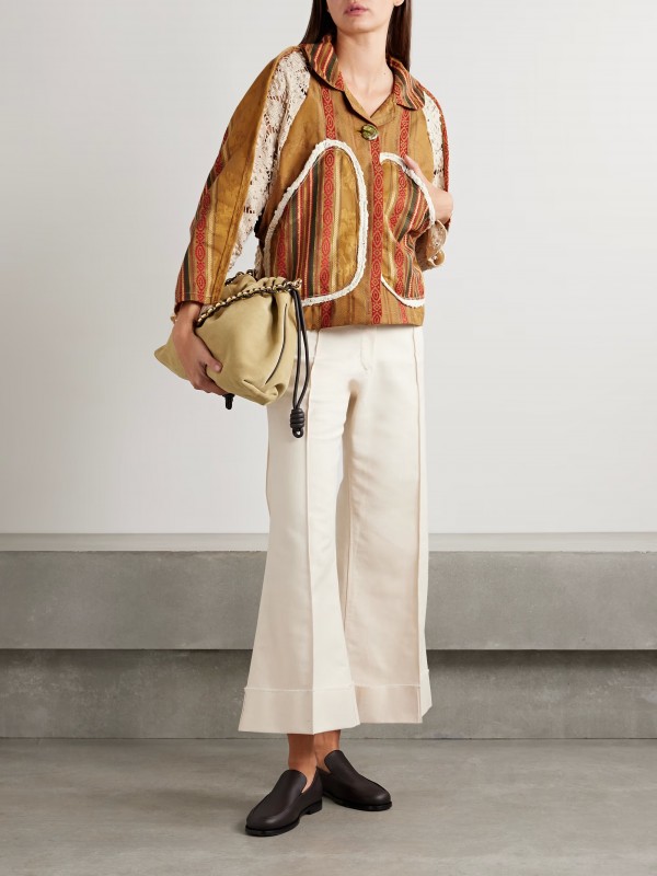 Belted jacquard-knit cardigan