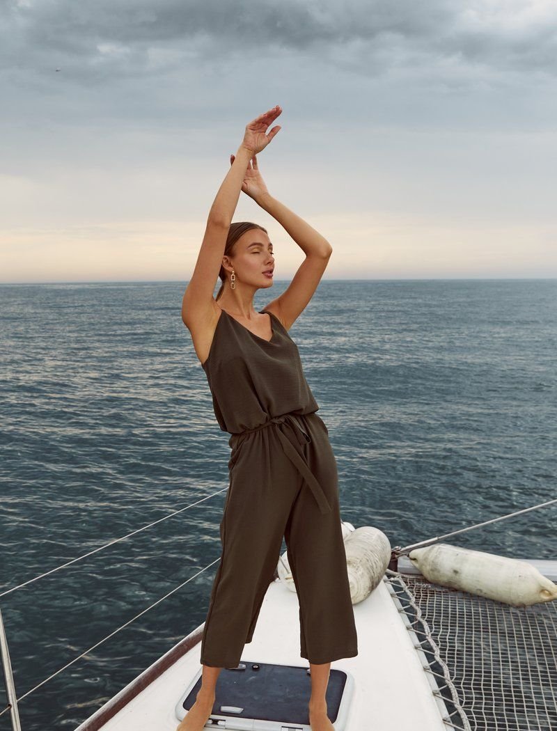 Khaki summer jumpsuit