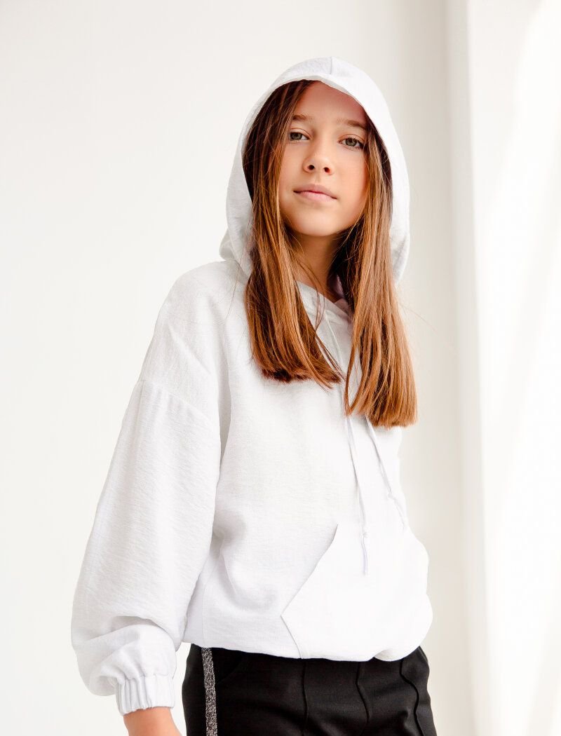 White hoodie shirt with a hood