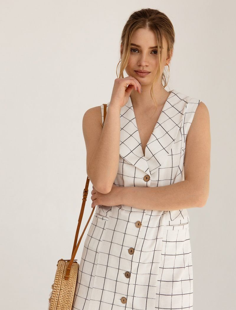 Linen dress-jacket in a cage