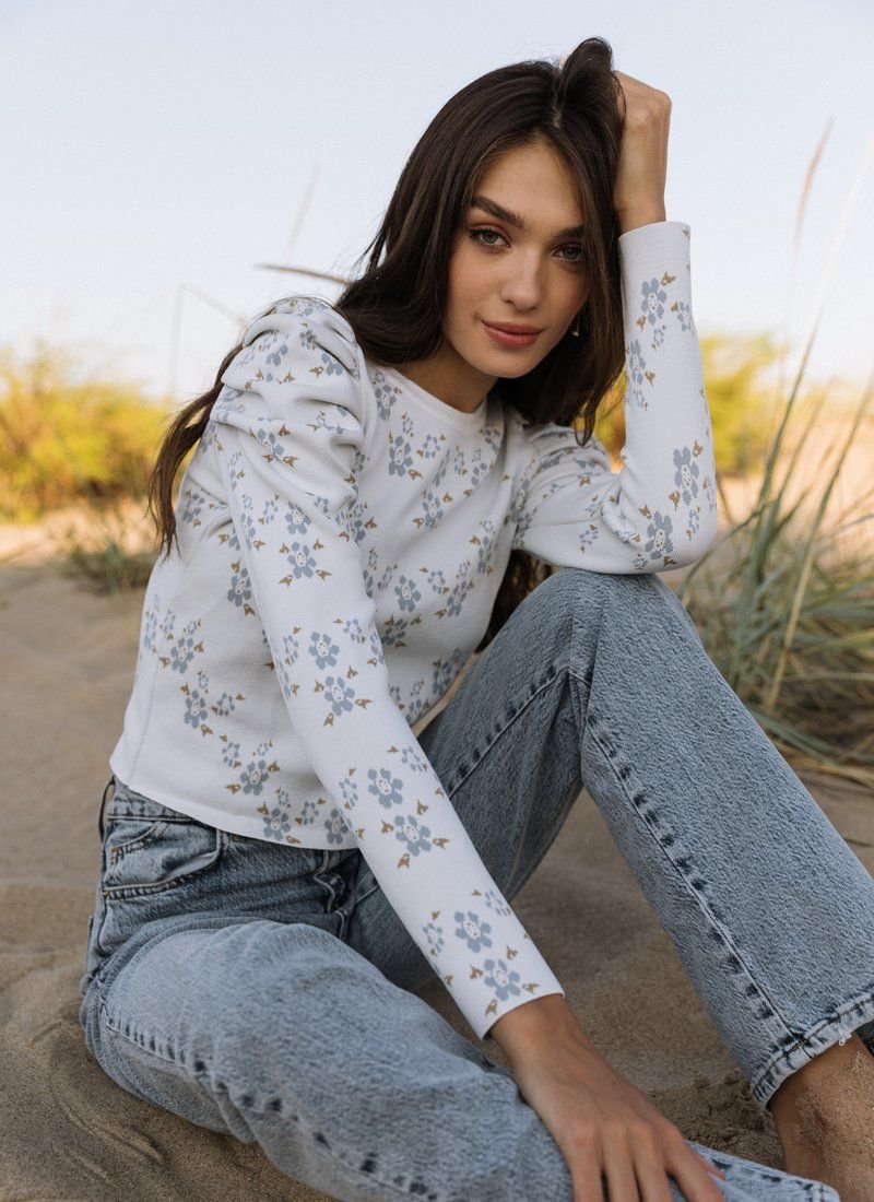 White jumper in floral print