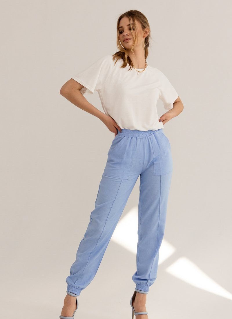 Blue joggers made of lightweight material