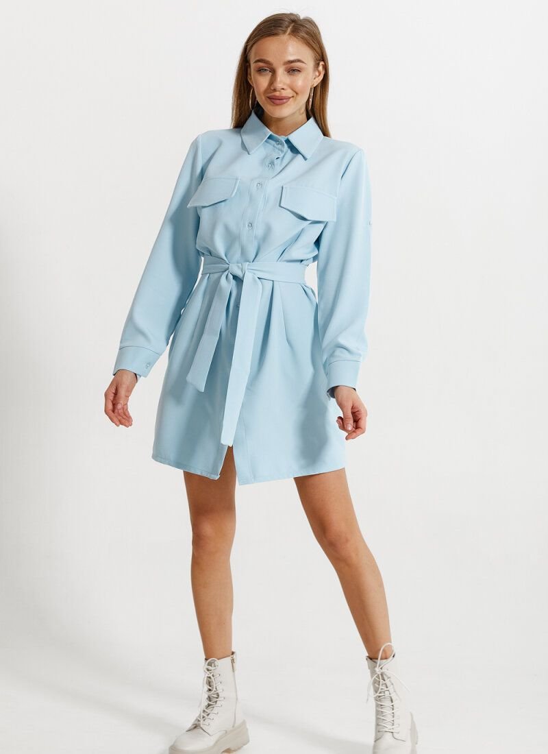 Blue shirt dress