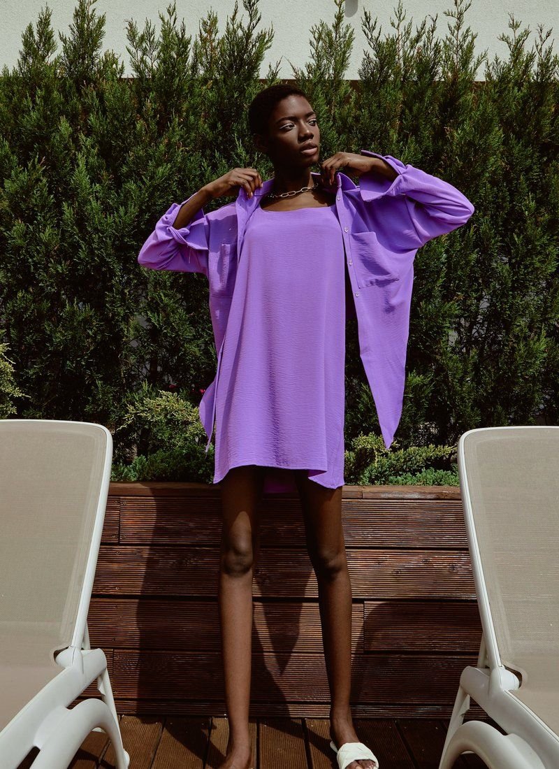 Purple suit with dress