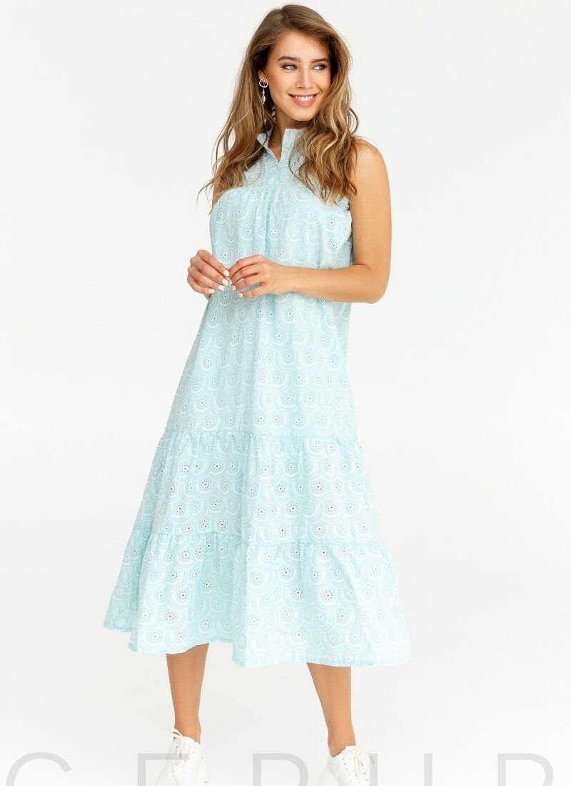 Turquoise dress with a loose fit