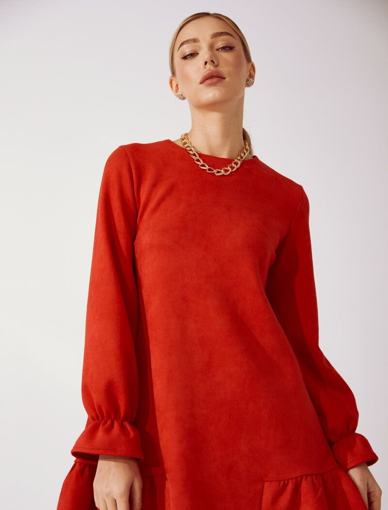 Suede dress with a loose fit