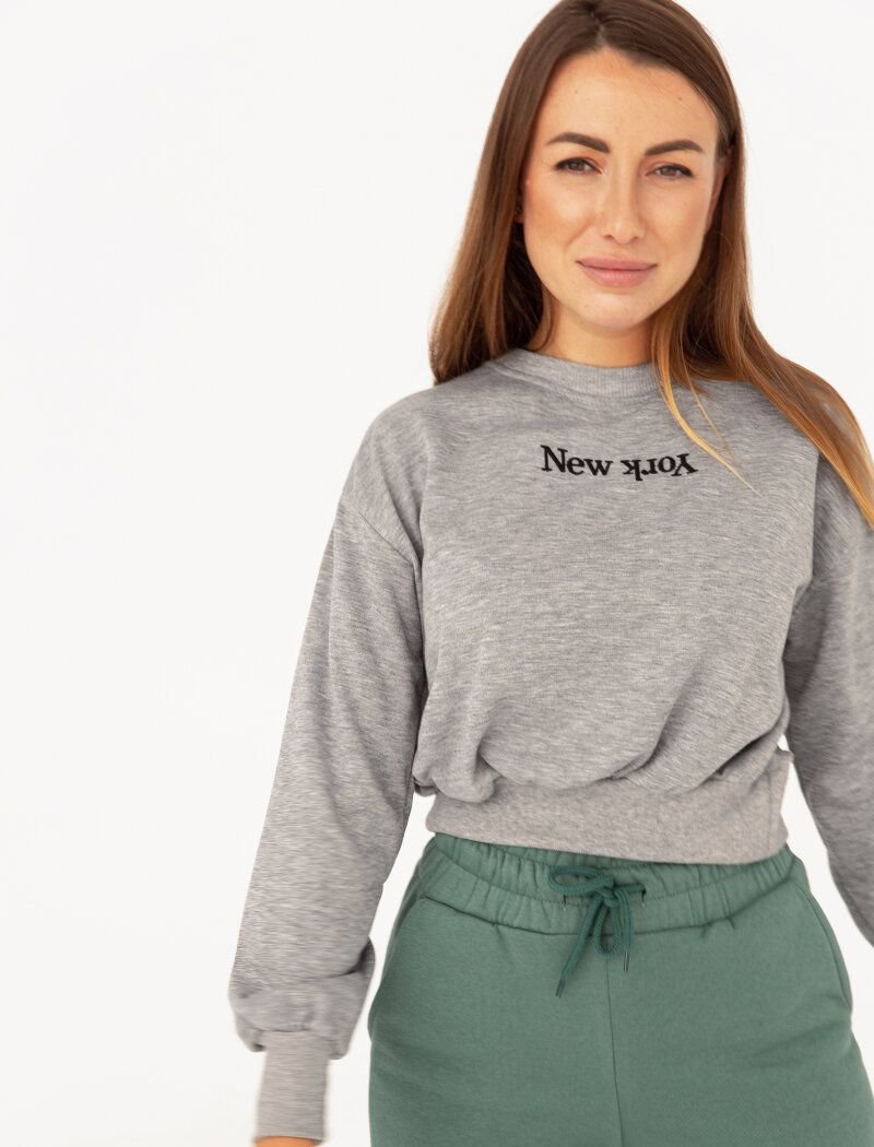 Cropped sweatshirt in gray color
