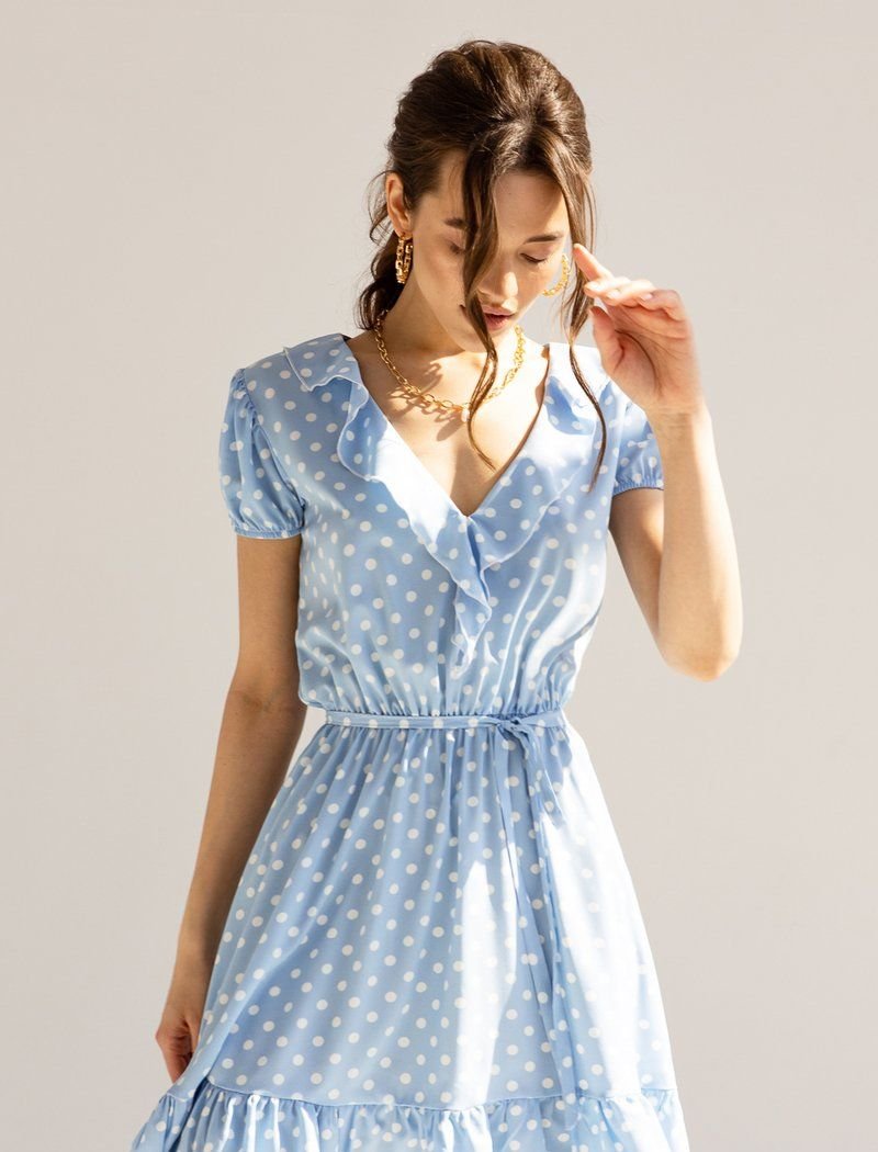 A short dress in a sky-blue shade