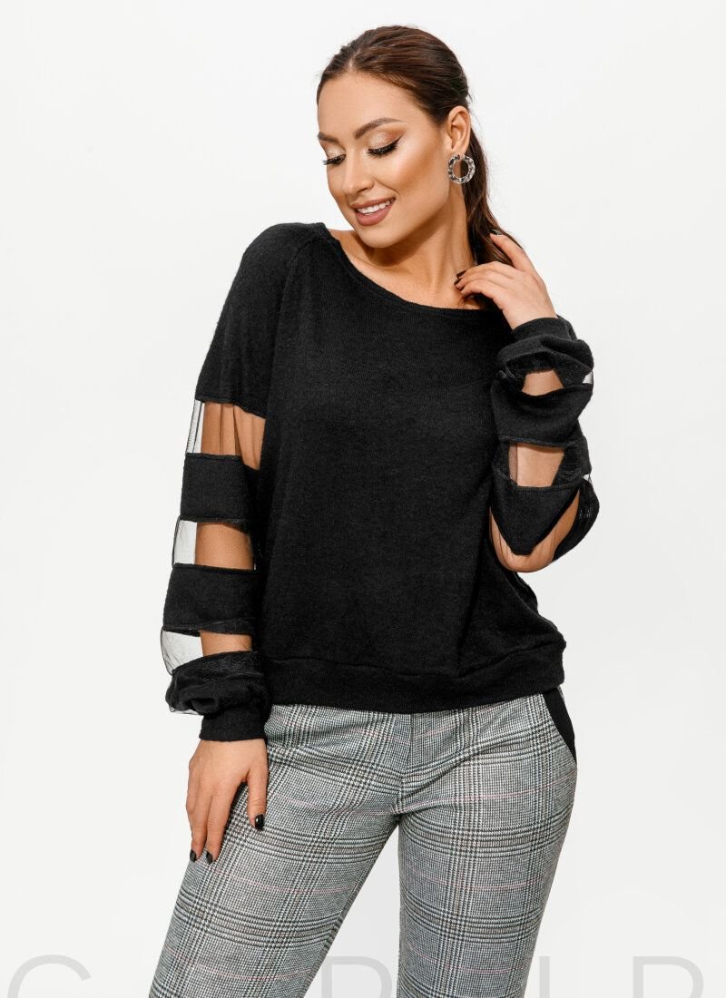 Jumper with transparent sleeve