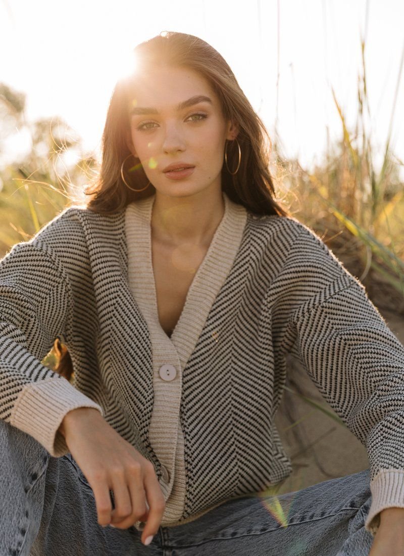 Black and beige wool jumper