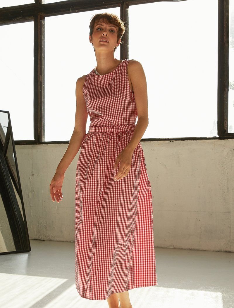 Summer dress in a red check