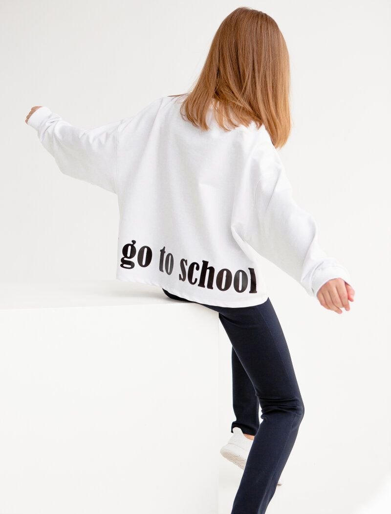 Laconic white sweatshirt with a print