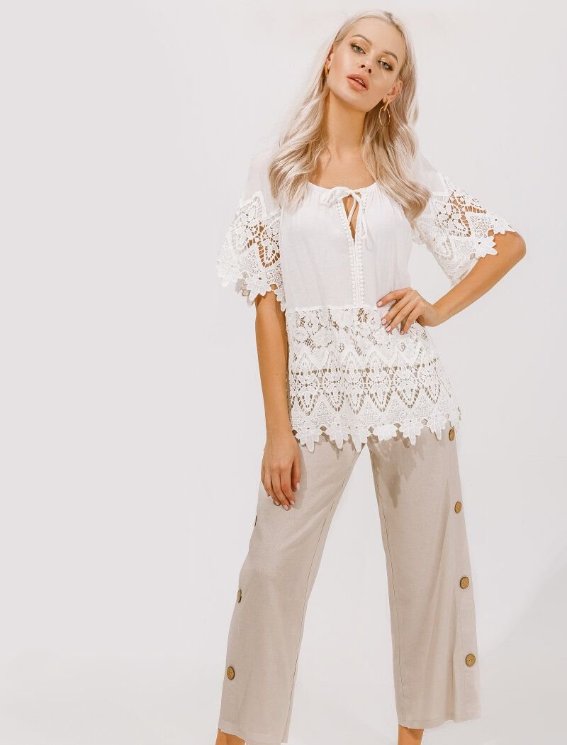 Beige linen trousers