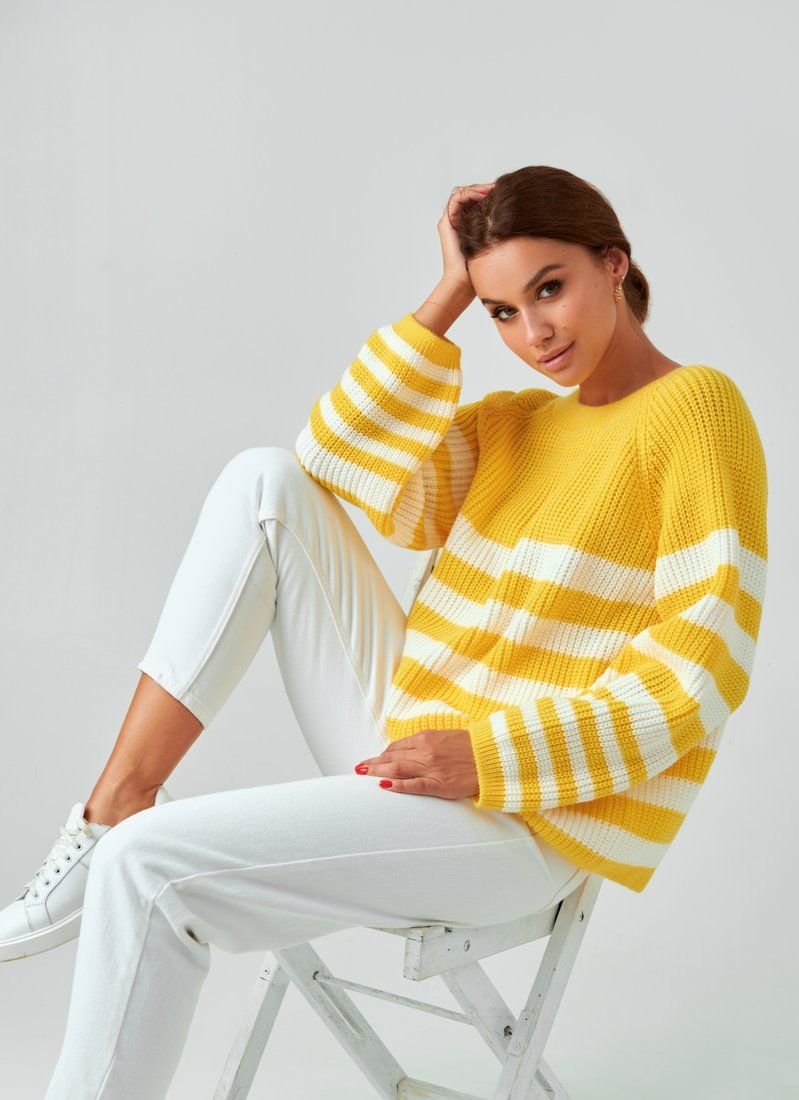 Bright yellow striped sweater