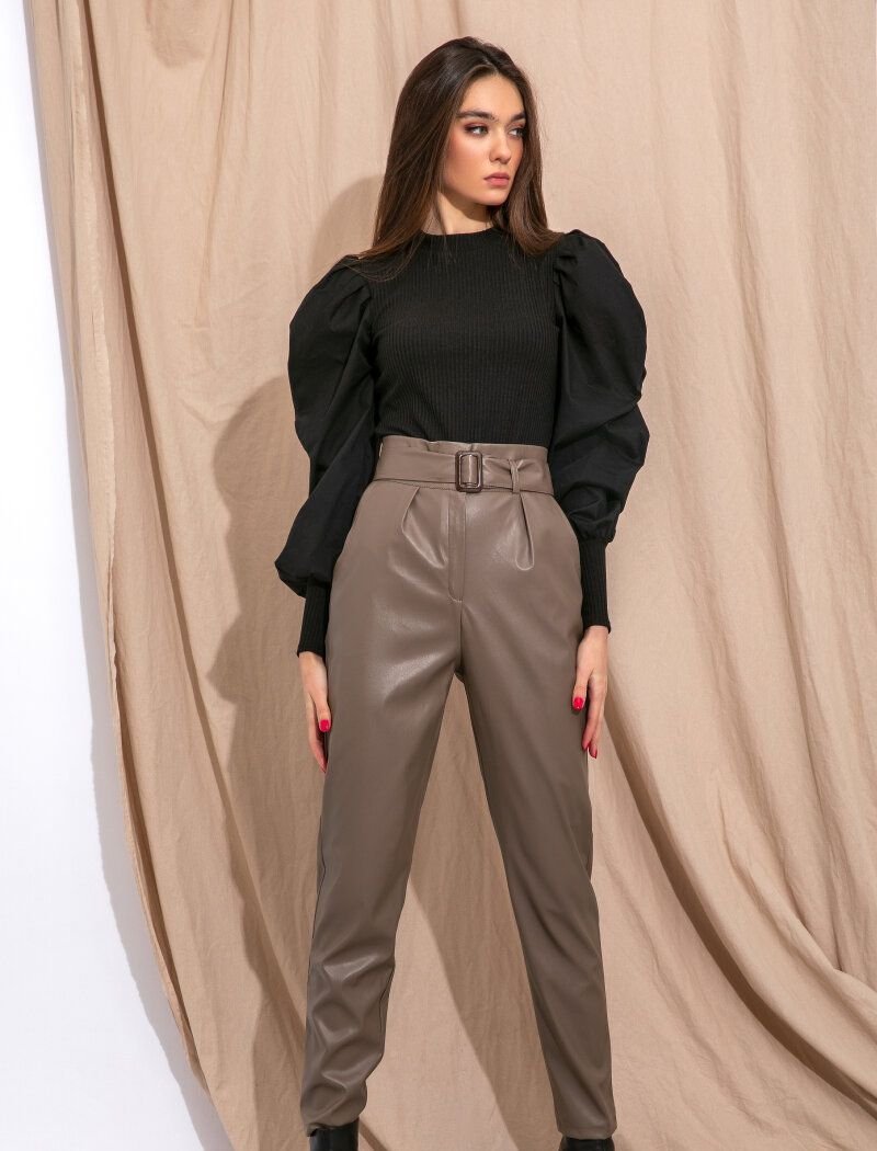 Laconic leather trousers