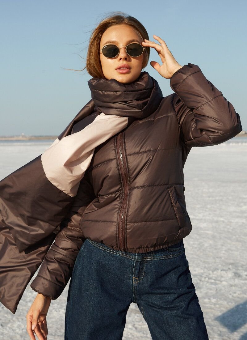 Chocolate jacket with scarf