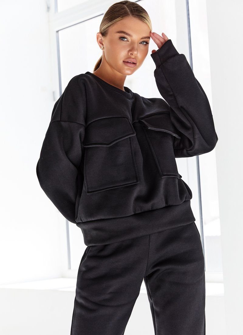 Black Knitted Fleece Suit