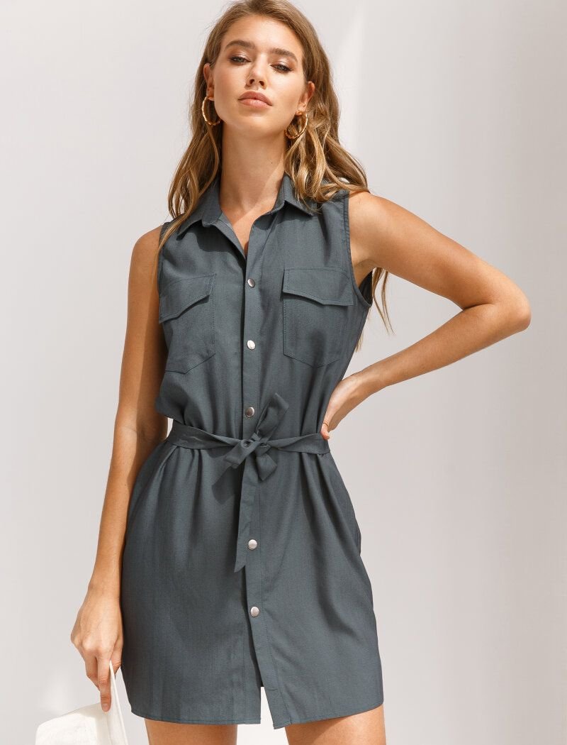 Dark green shirt dress