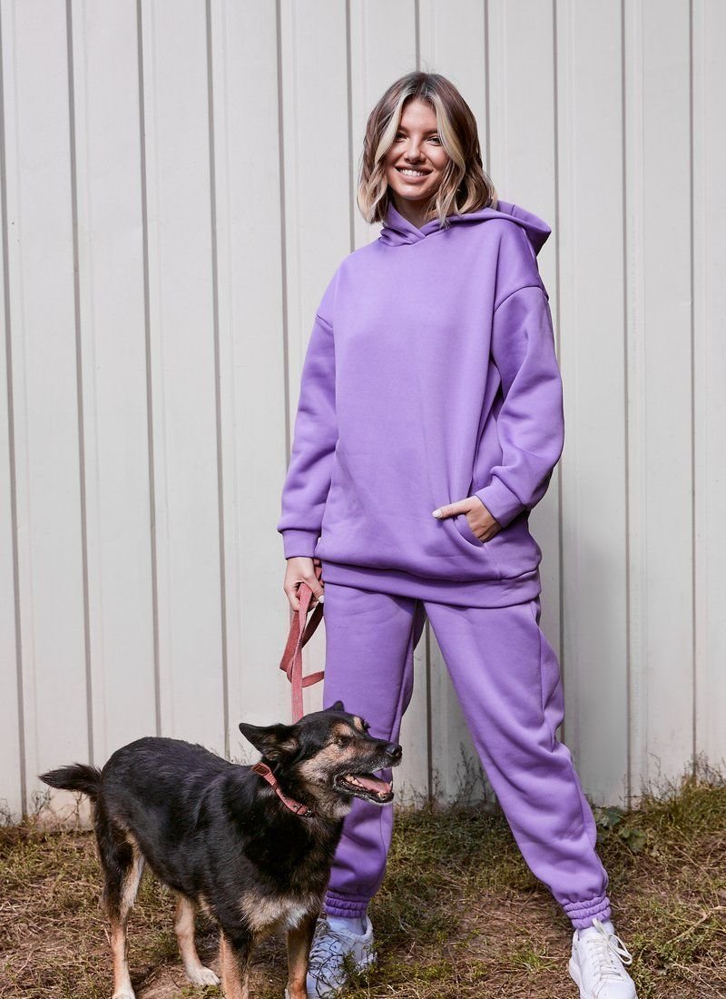 Lavender Hoodie suit and Trousers