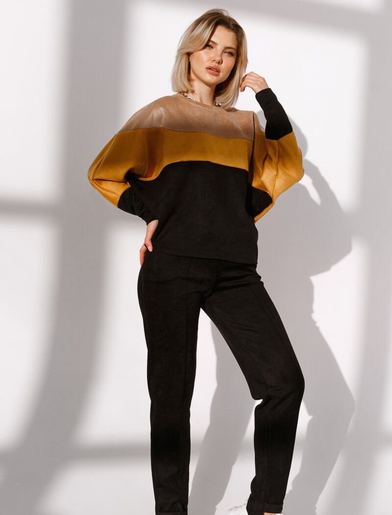 Straight-cut suede trousers