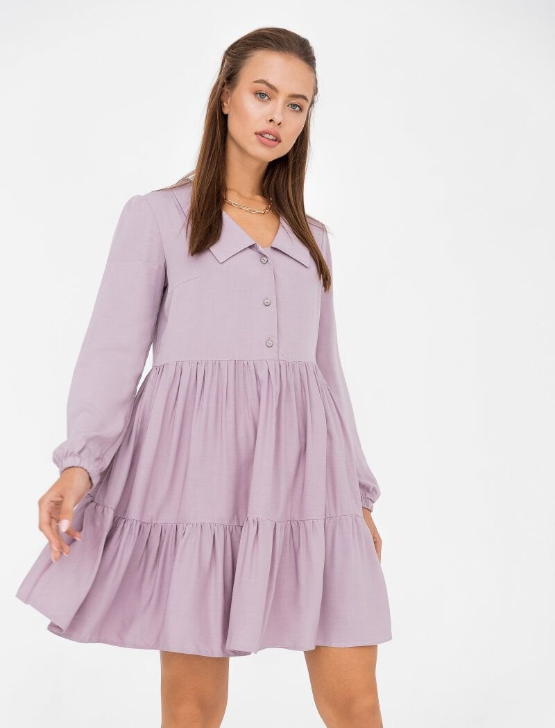 Lavender dress with a tiered skirt