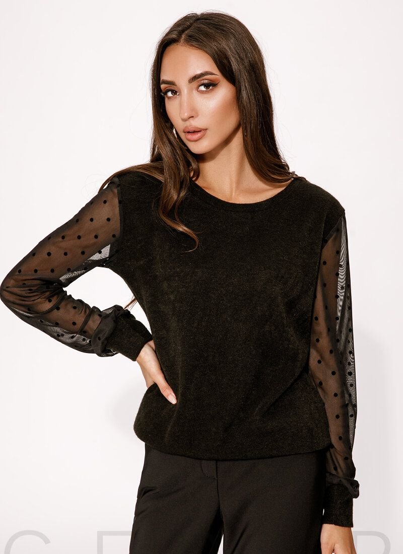 Jumper with transparent sleeve