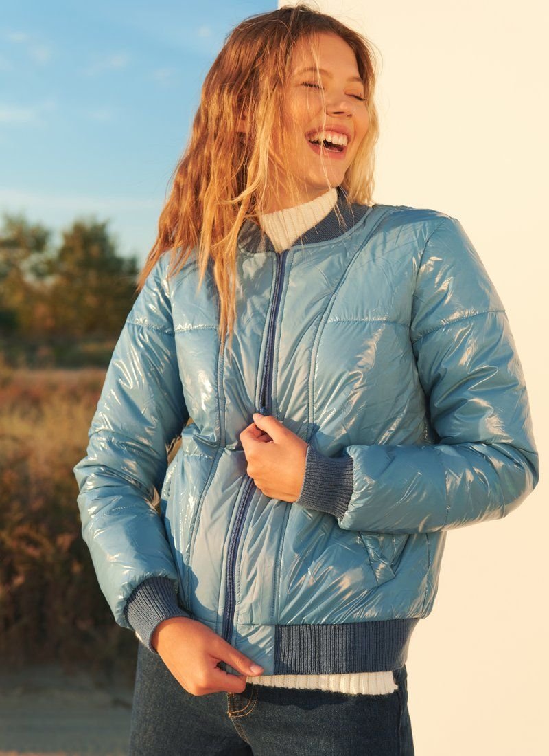 Blue raincoat jacket