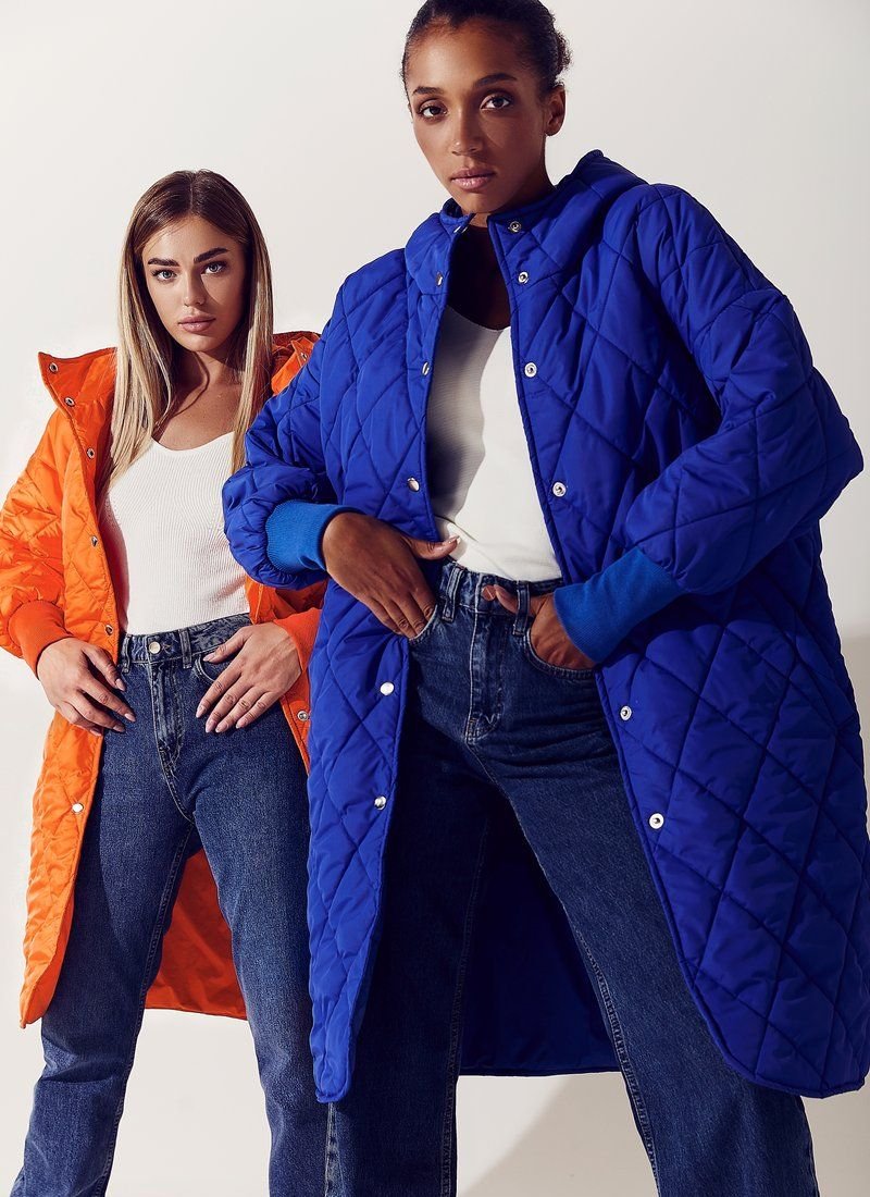 Bright blue hooded jacket