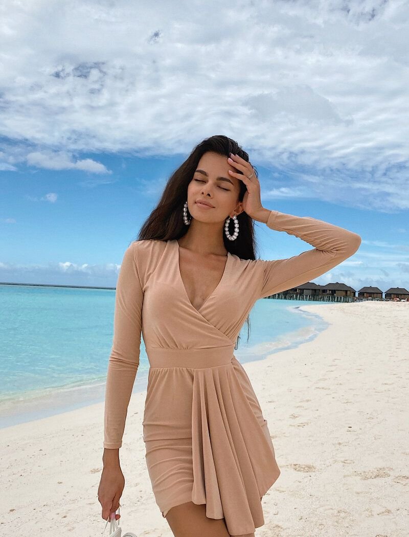 Dress with a deep neckline