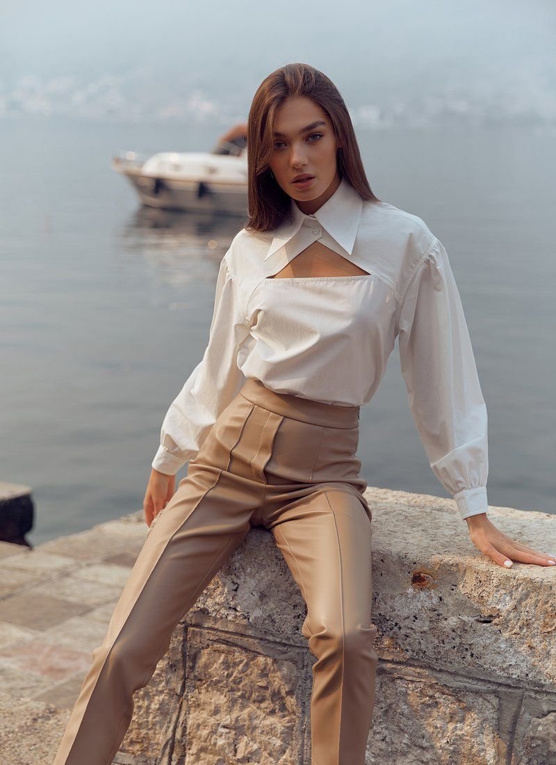 Shirt with a cutout on the chest