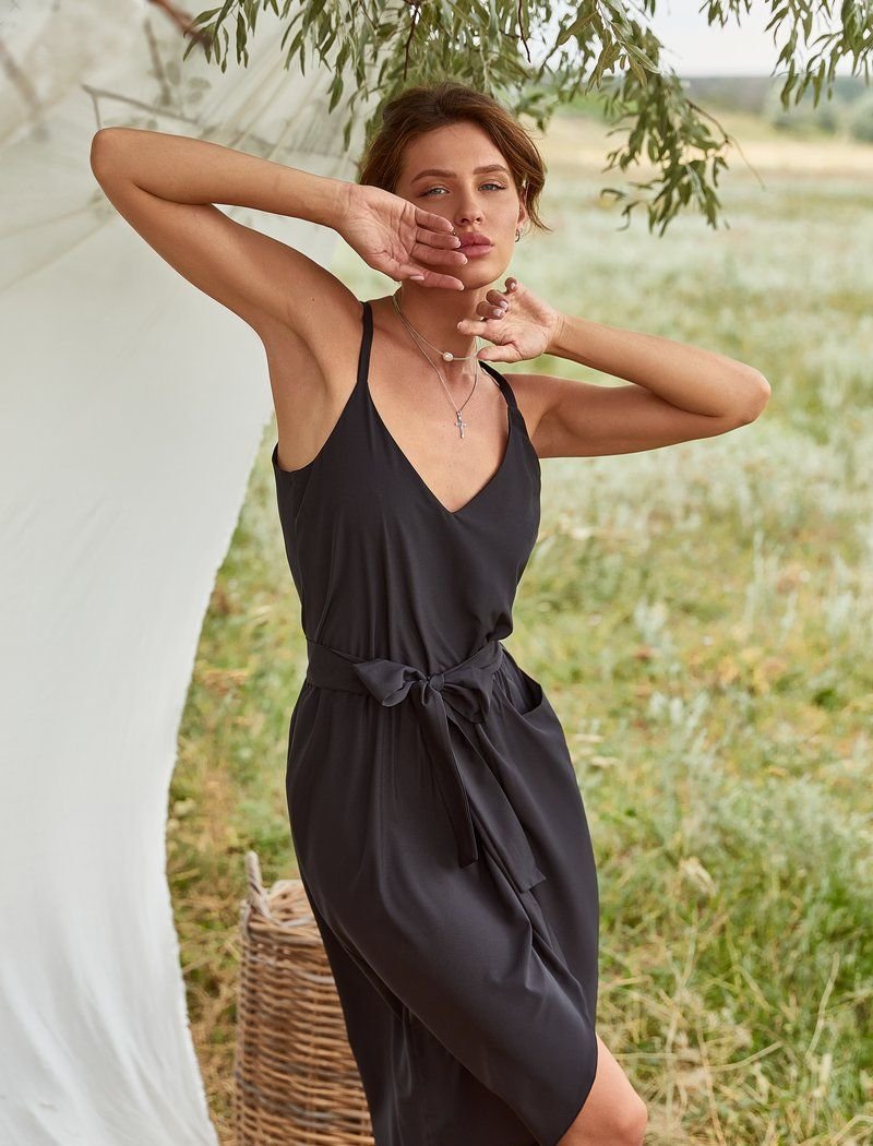 A sundress of basic black color
