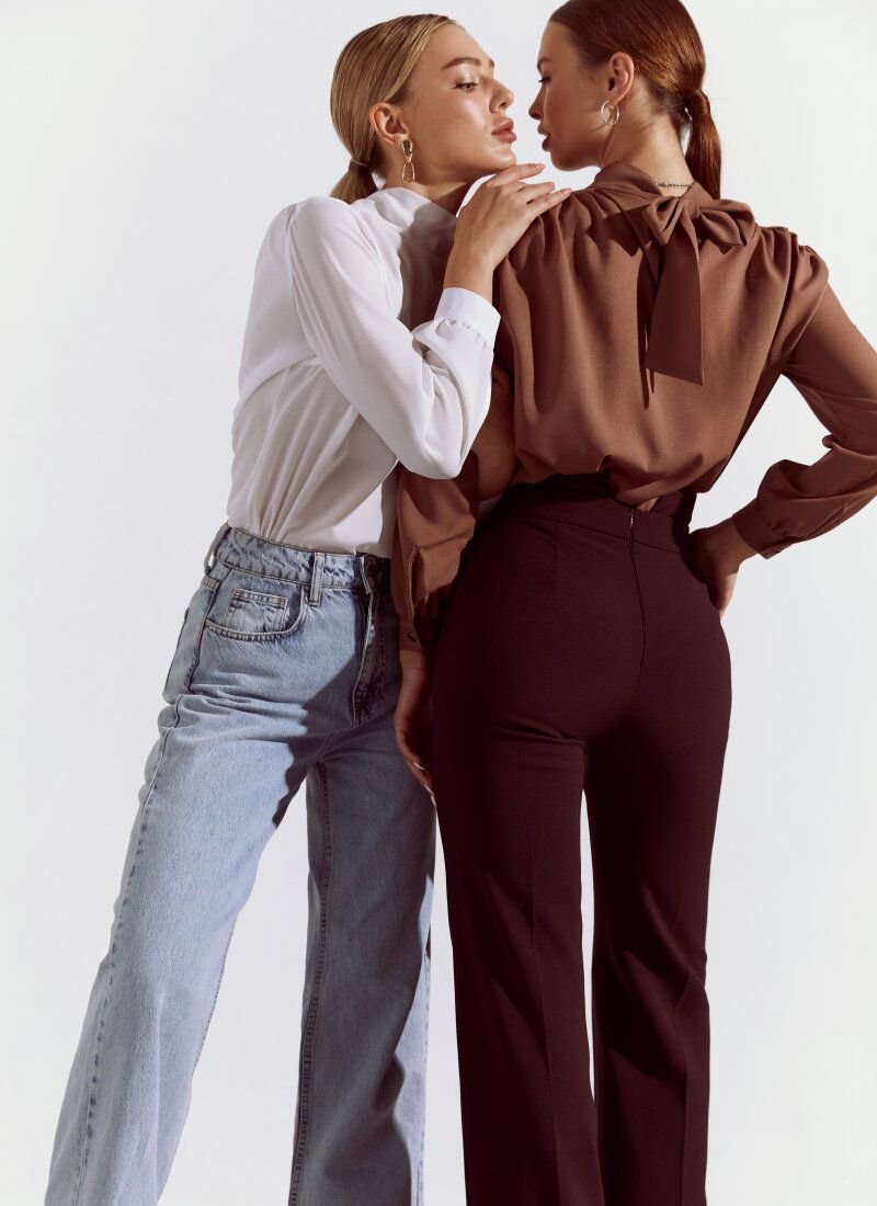 Chiffon blouse with voluminous sleeves