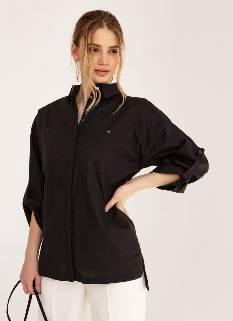 Black shirt with slits