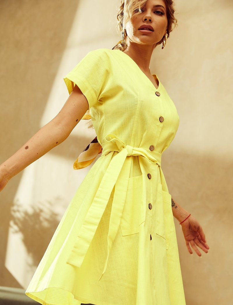 Yellow linen dress