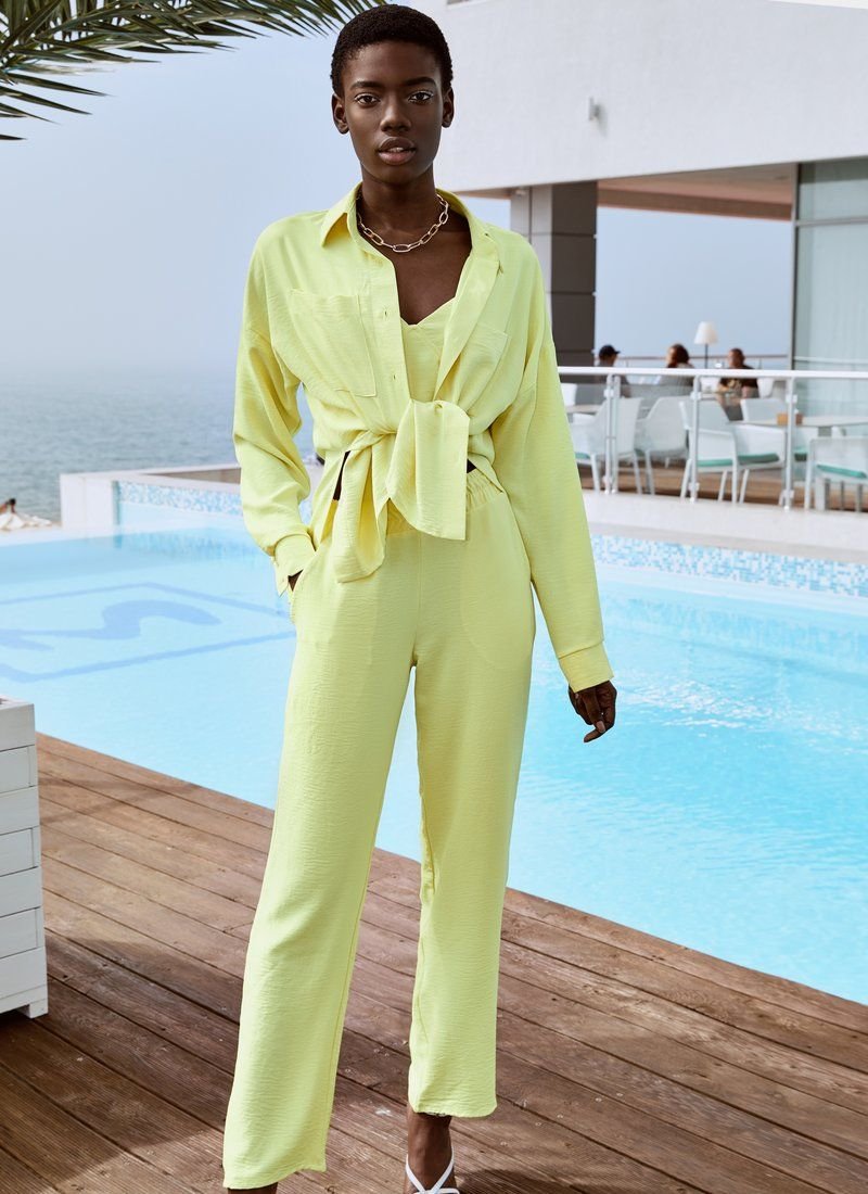 Yellow suit with crop top