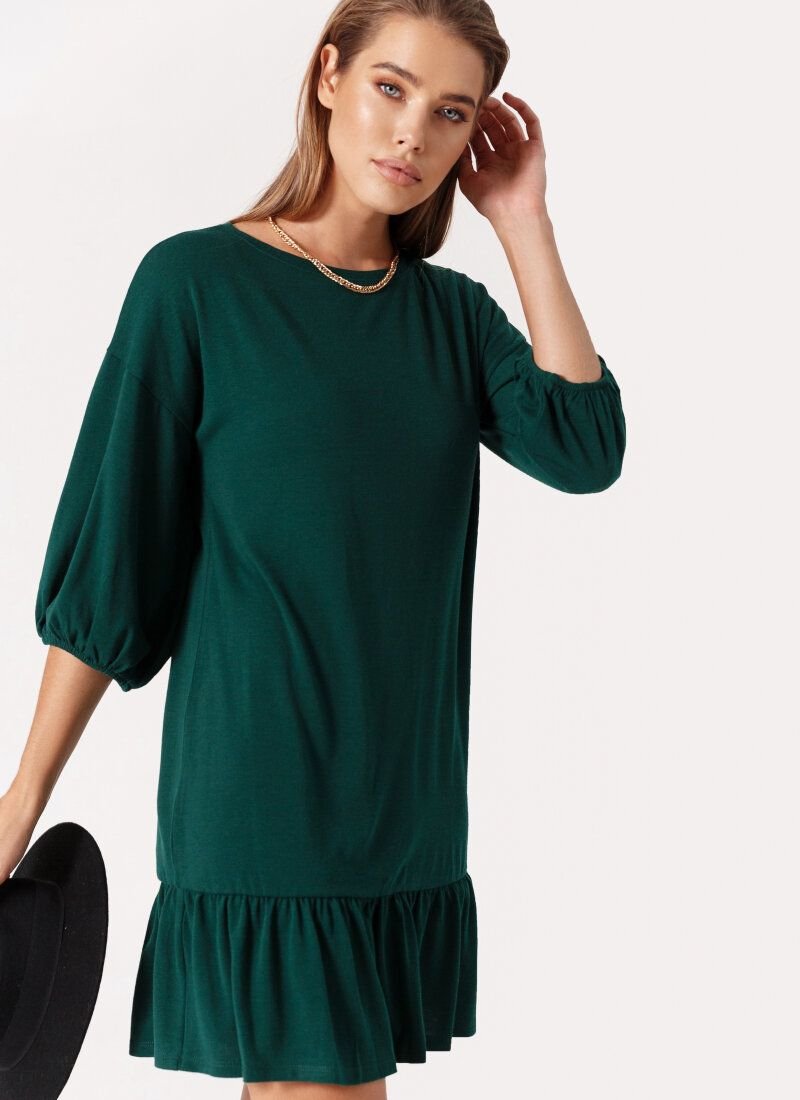Loose dress of emerald shade